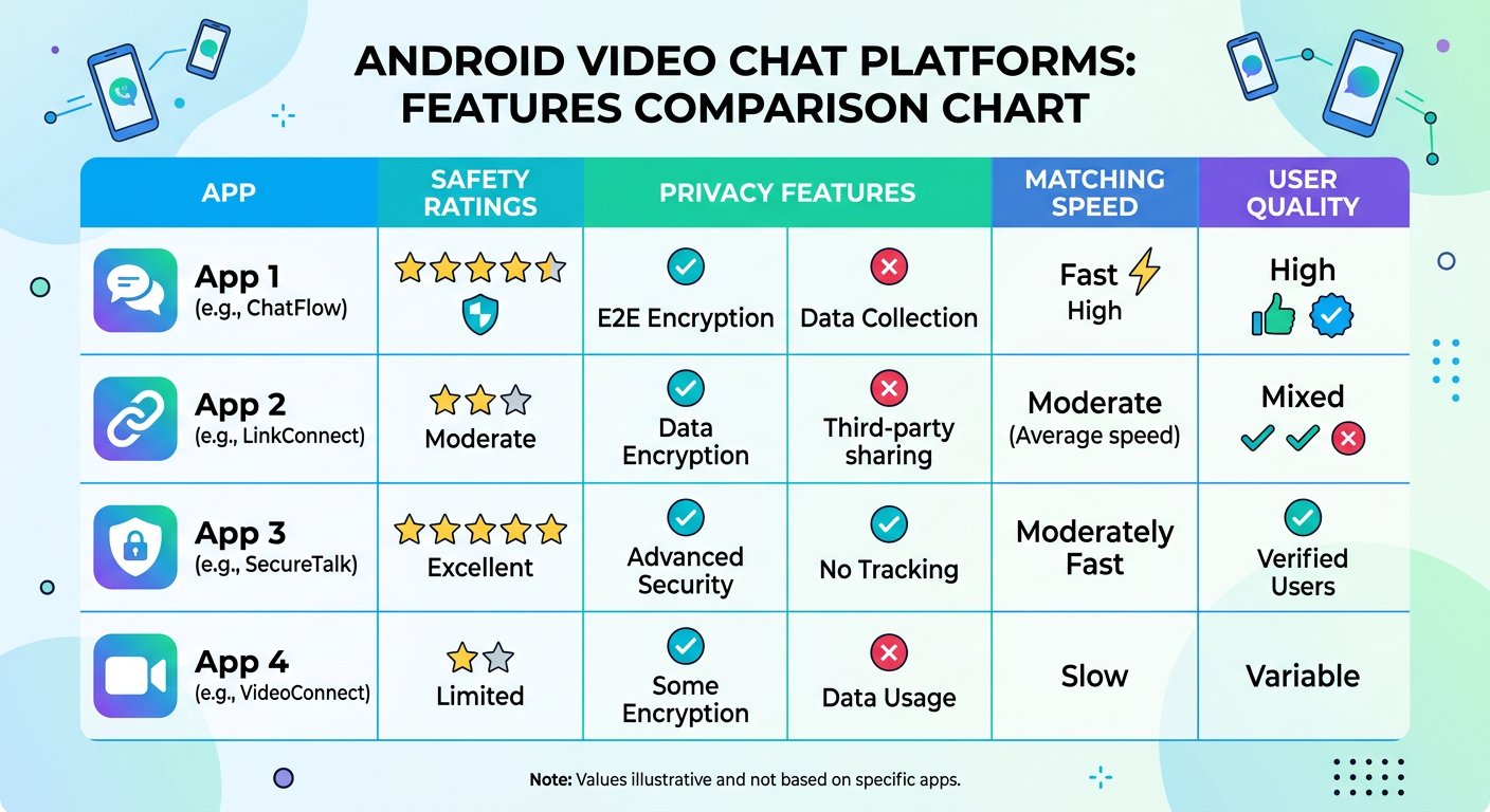 App comparison chart for Android video chat platforms