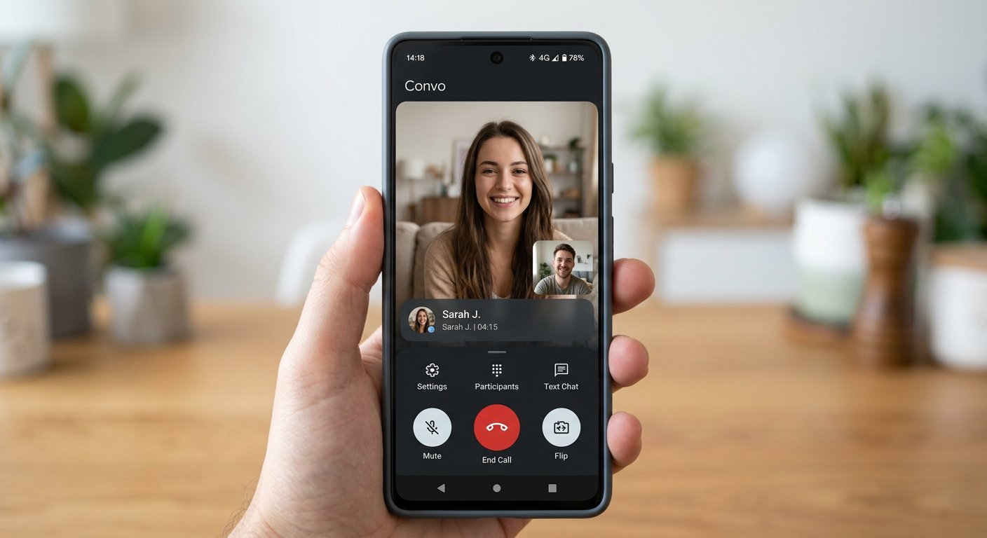 Android phone screenshot of video chat app interface