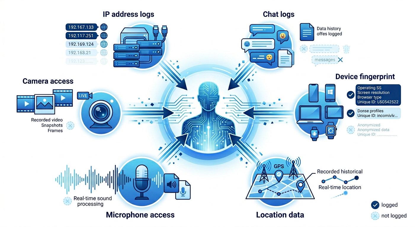 Infographic showing what data video chat sites actually collect