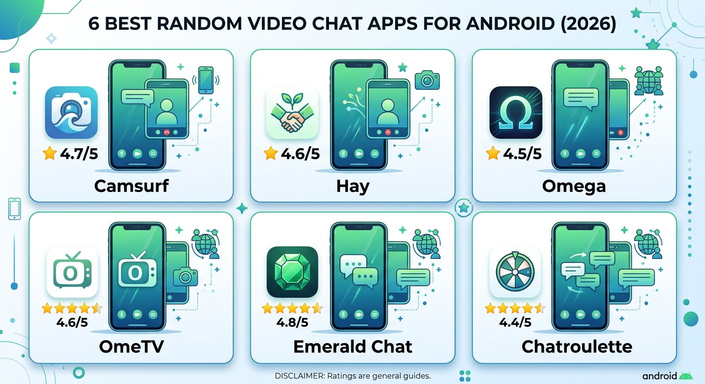 Best random video chat apps for Android 2026 comparison