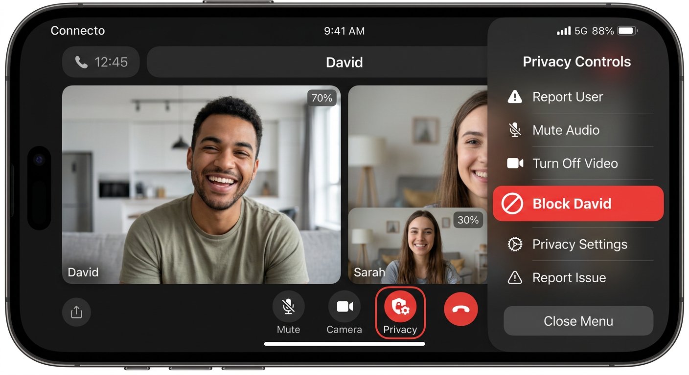 Block button location screenshot on video chat