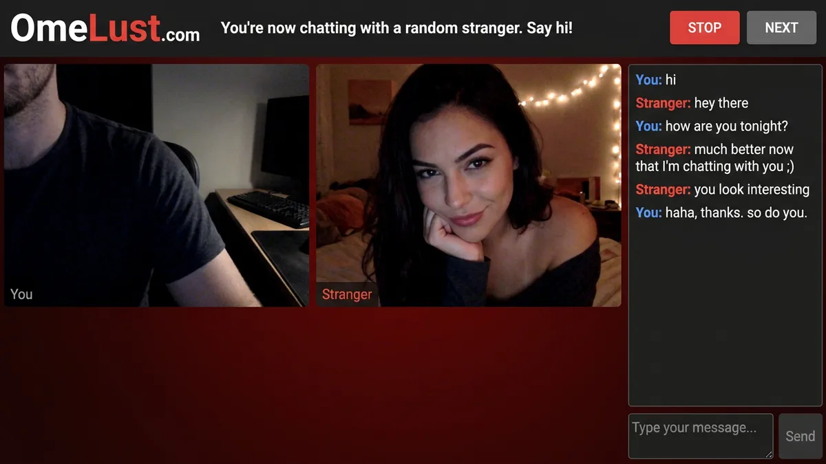 A bold playful match on a webcam